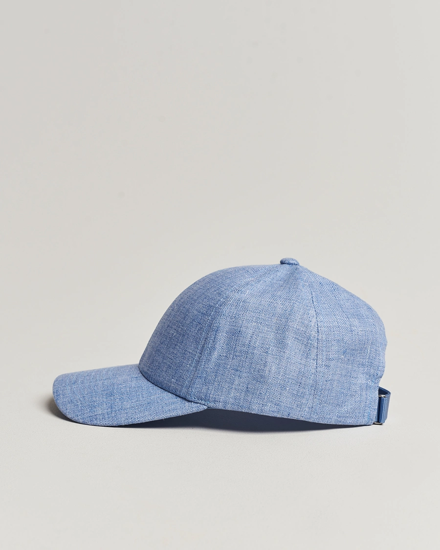 Herren | Hüte & Mützen | Varsity Headwear | Linen Baseball Cap Azure Blue