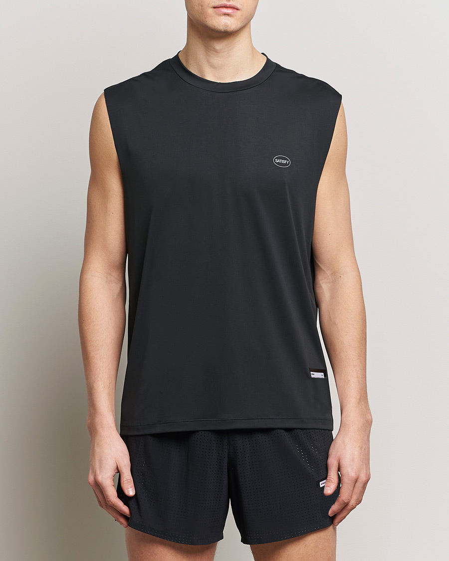 Men | Linen T-shirts | Satisfy | AuraLite Muscle Tee Black