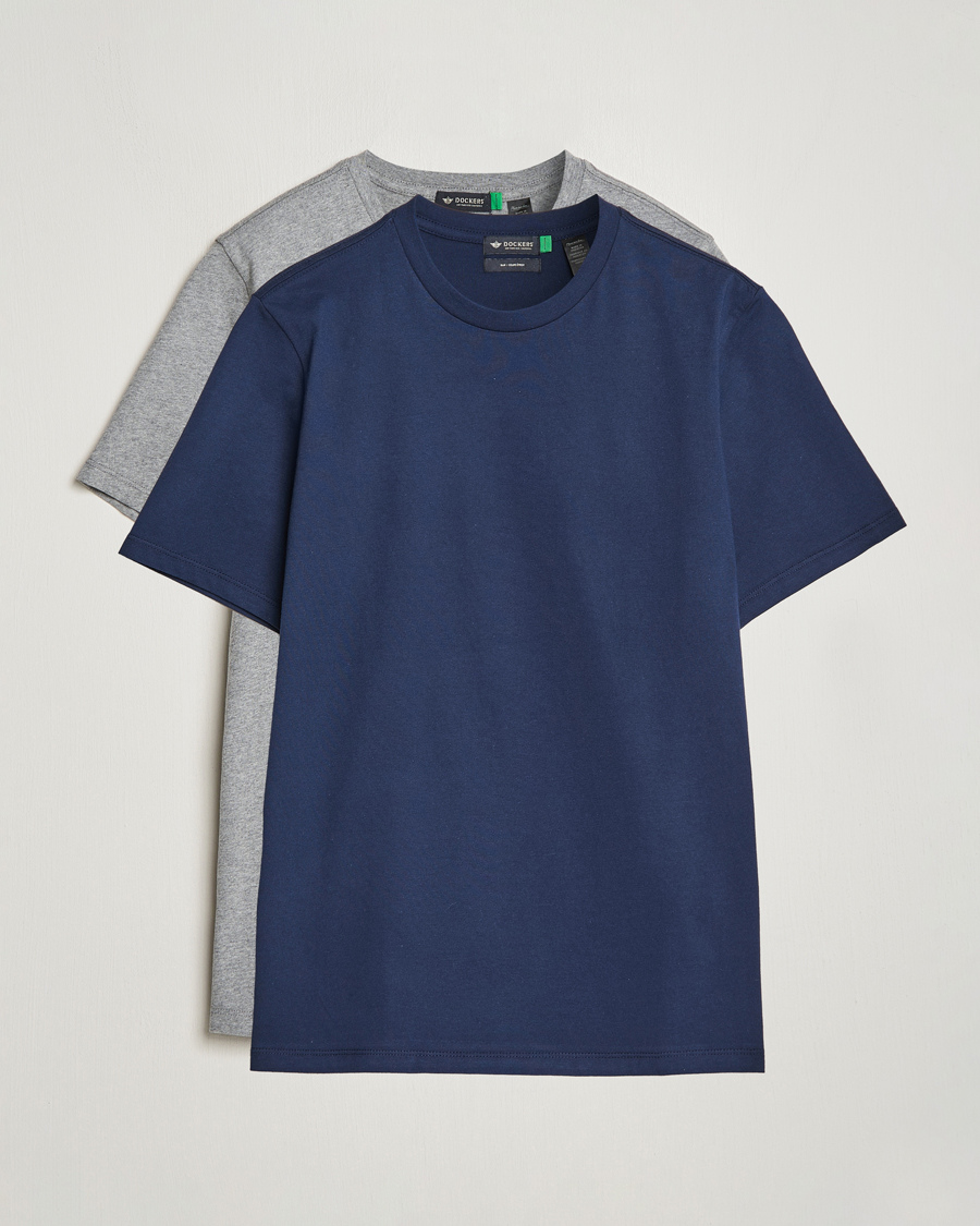 Herren | T-Shirts | Dockers | 2-Pack Cotton T-Shirt Navy/Grey