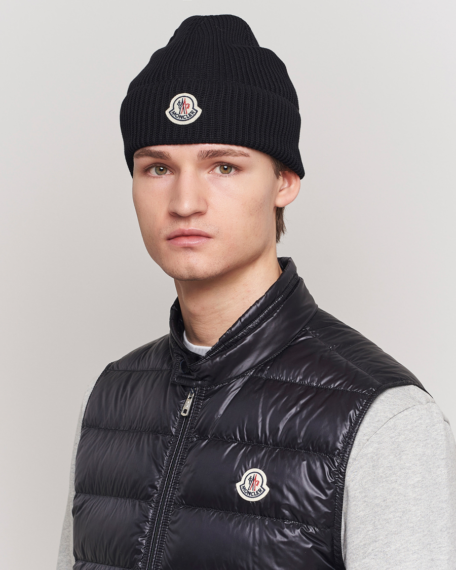 Herren | Accessoires | Moncler | Ribbed Wool Beanie Black