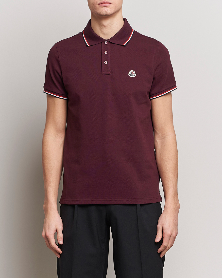 Men | Moncler | Moncler | Contrast Rib Polo Burgundy