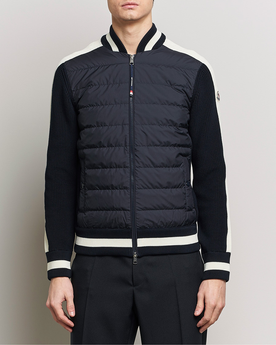 Men |  | Moncler | Contrast Rib Padded Cardigan Navy