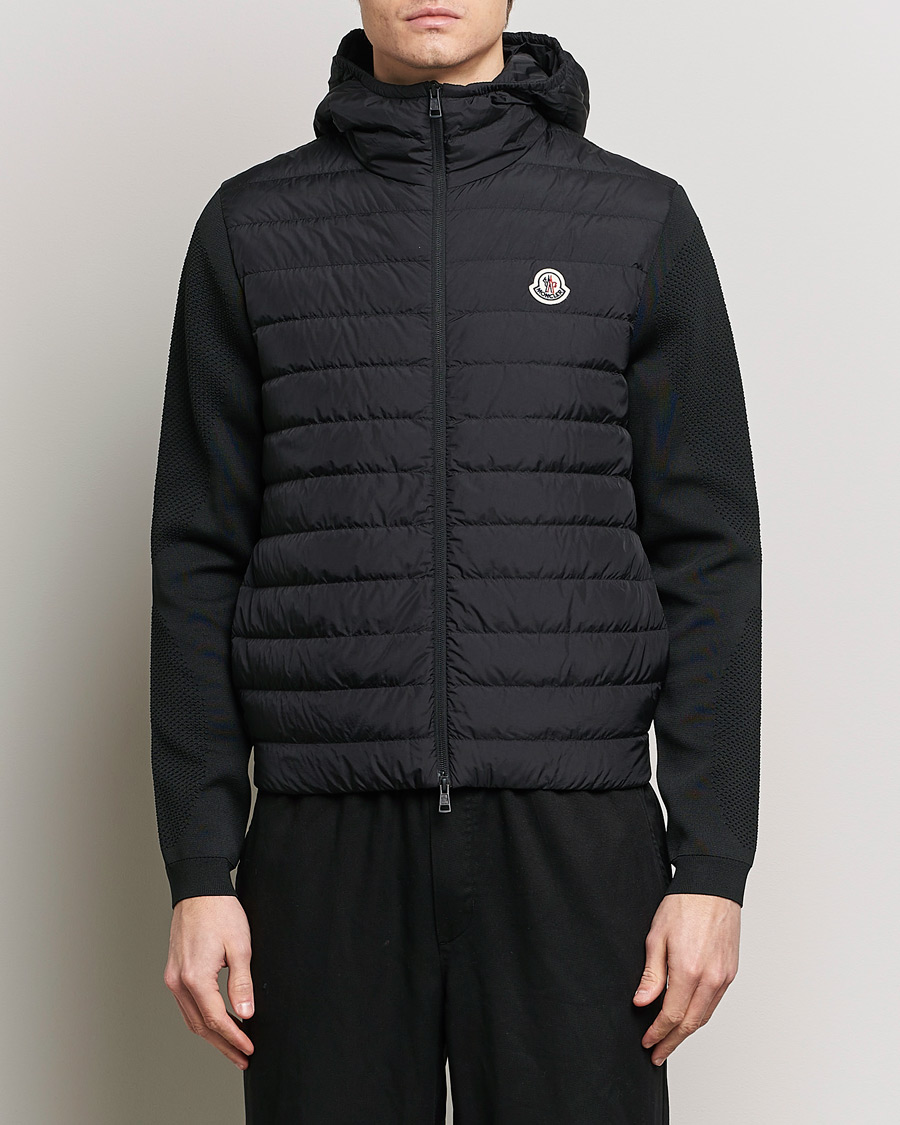 Herren | Luxury Brands | Moncler | Hooded Hybrid Zip Cardigan Black