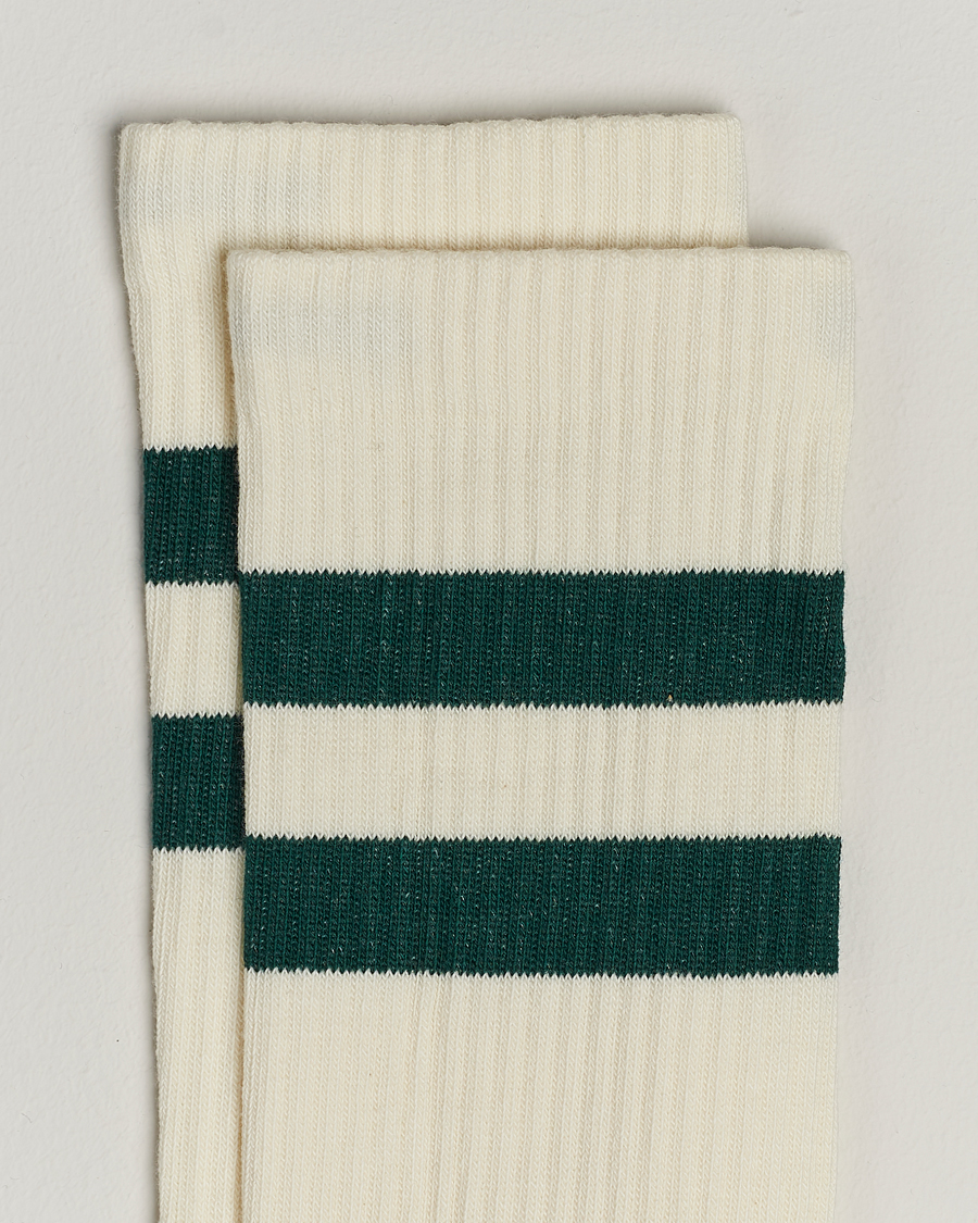 Herren |  | Sweyd | Two Stripe Cotton Socks White/Green