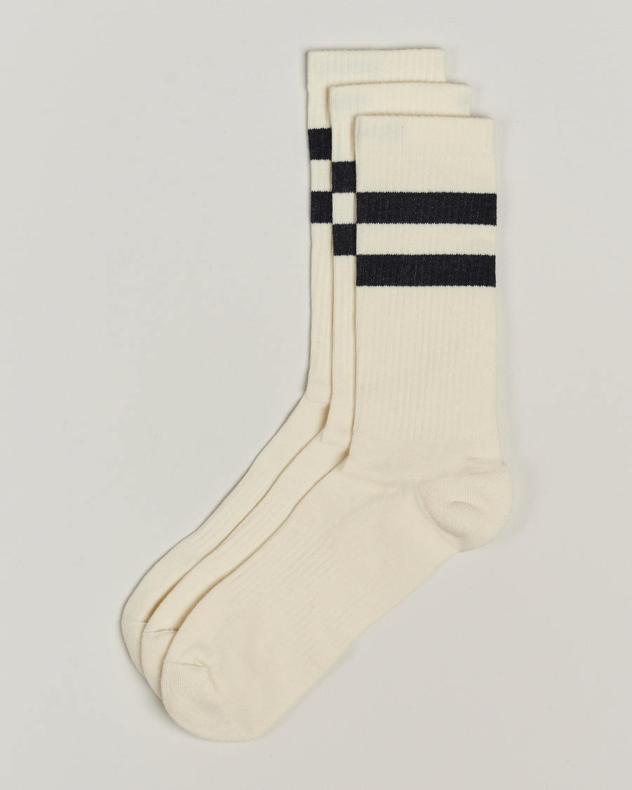Herren | Unterwäsche | Sweyd | 3-Pack Two Stripe Cotton Socks White/Black
