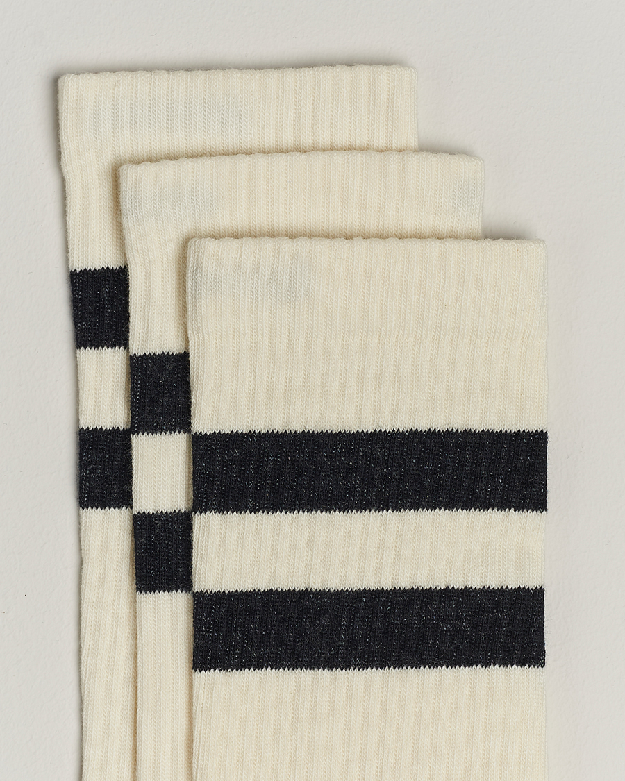 Herren | Unterwäsche | Sweyd | 3-Pack Two Stripe Cotton Socks White/Black