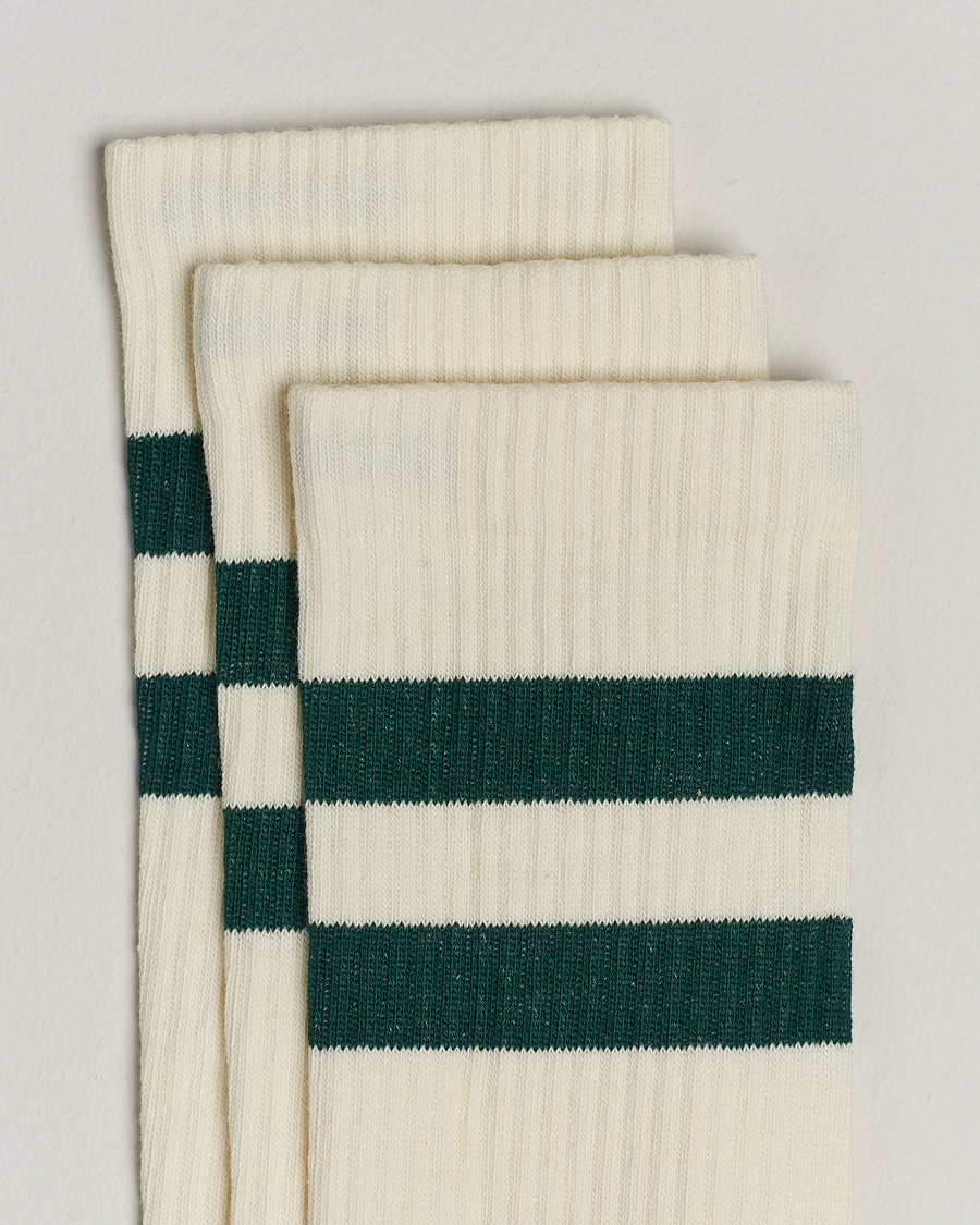 Herren |  | Sweyd | 3-Pack Two Stripe Cotton Socks White/Green