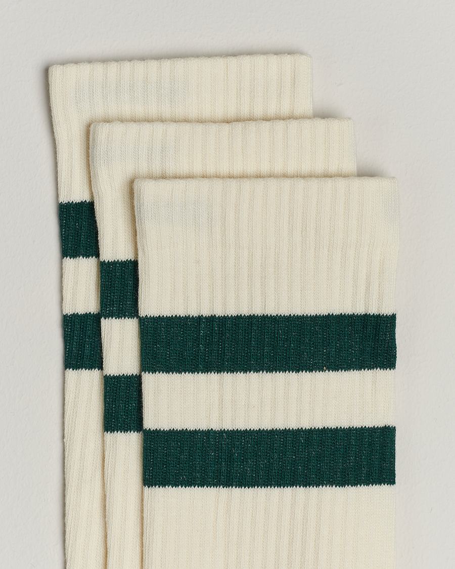 Herren | Kleidung | Sweyd | 3-Pack Two Stripe Cotton Socks White/Green