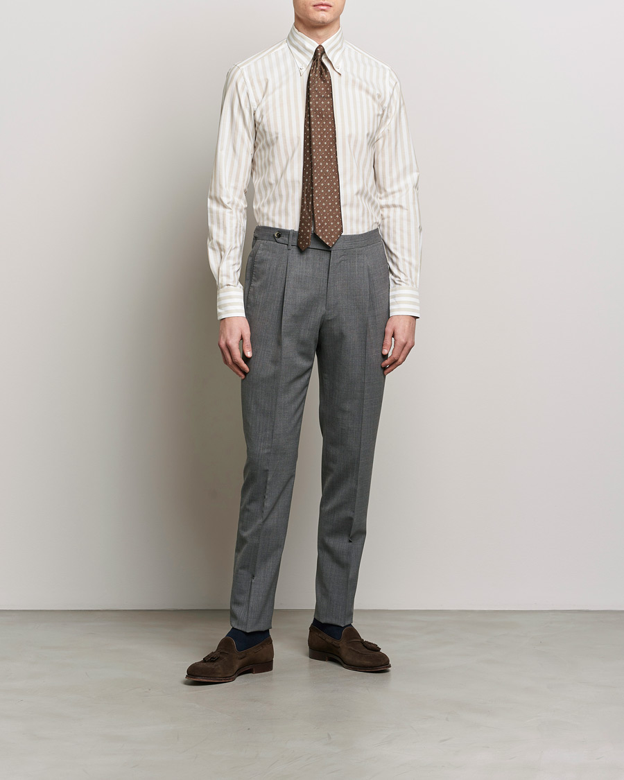 Herren | Hemden | 100Hands | Striped Cotton Shirt Brown/White