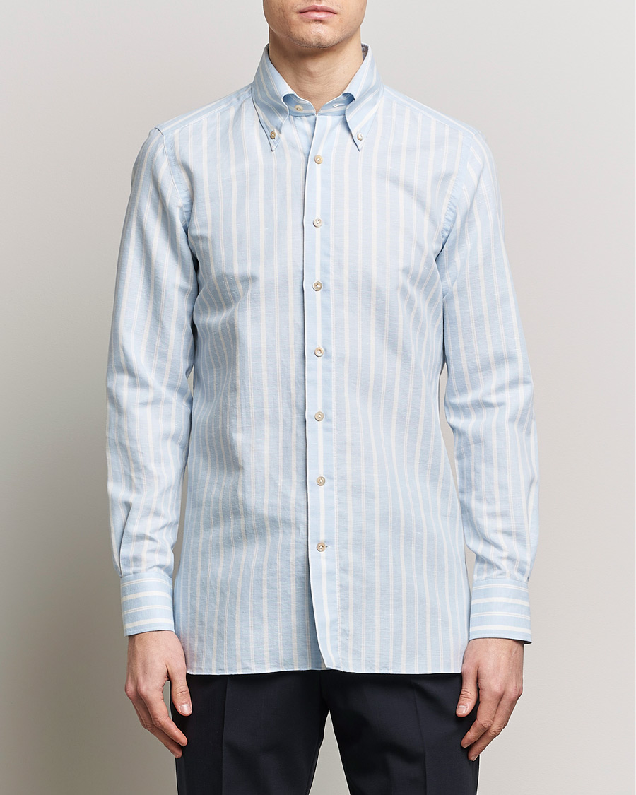 Herren |  | 100Hands | Cotton Striped Shirt Light Blue