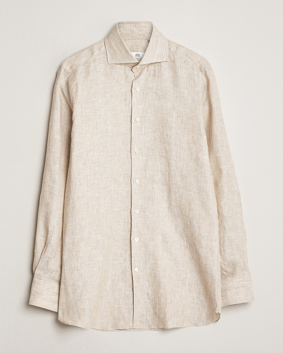 Herren | Hemden | 100Hands | Striped Linen Shirt Brown