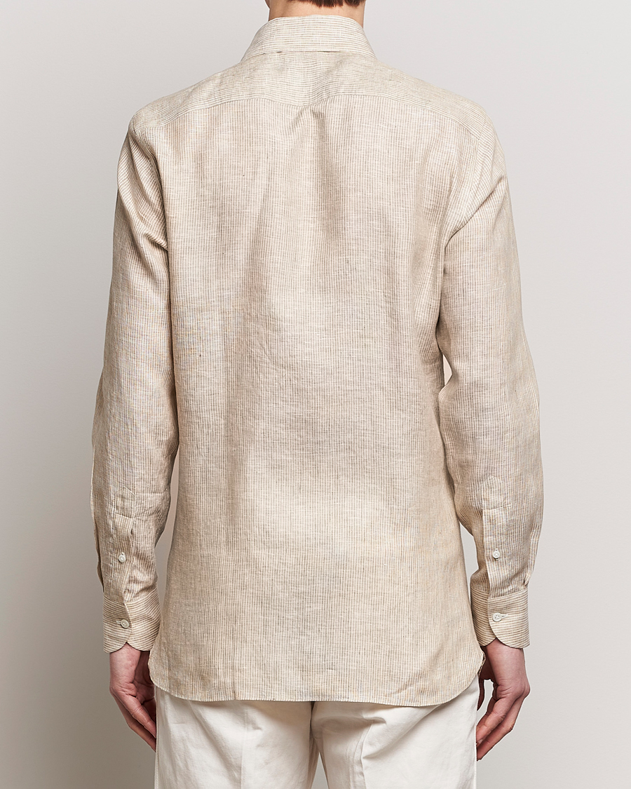 Herren | Hemden | 100Hands | Striped Linen Shirt Brown