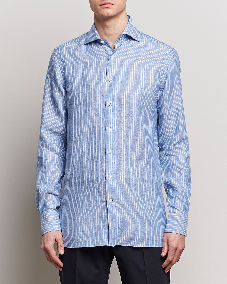 Herr |  | 100Hands | Striped Linen Shirt Navy