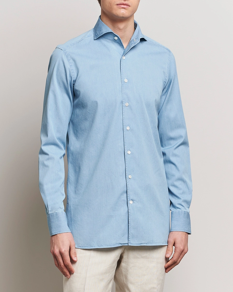 Herren | Jeanshemden | 100Hands | Ice Wash Denim Shirt Light Blue