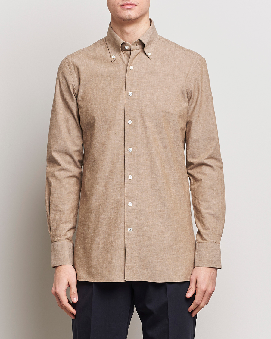 Herren | 100Hands | 100Hands | Japanese Chambray Shirt Brown