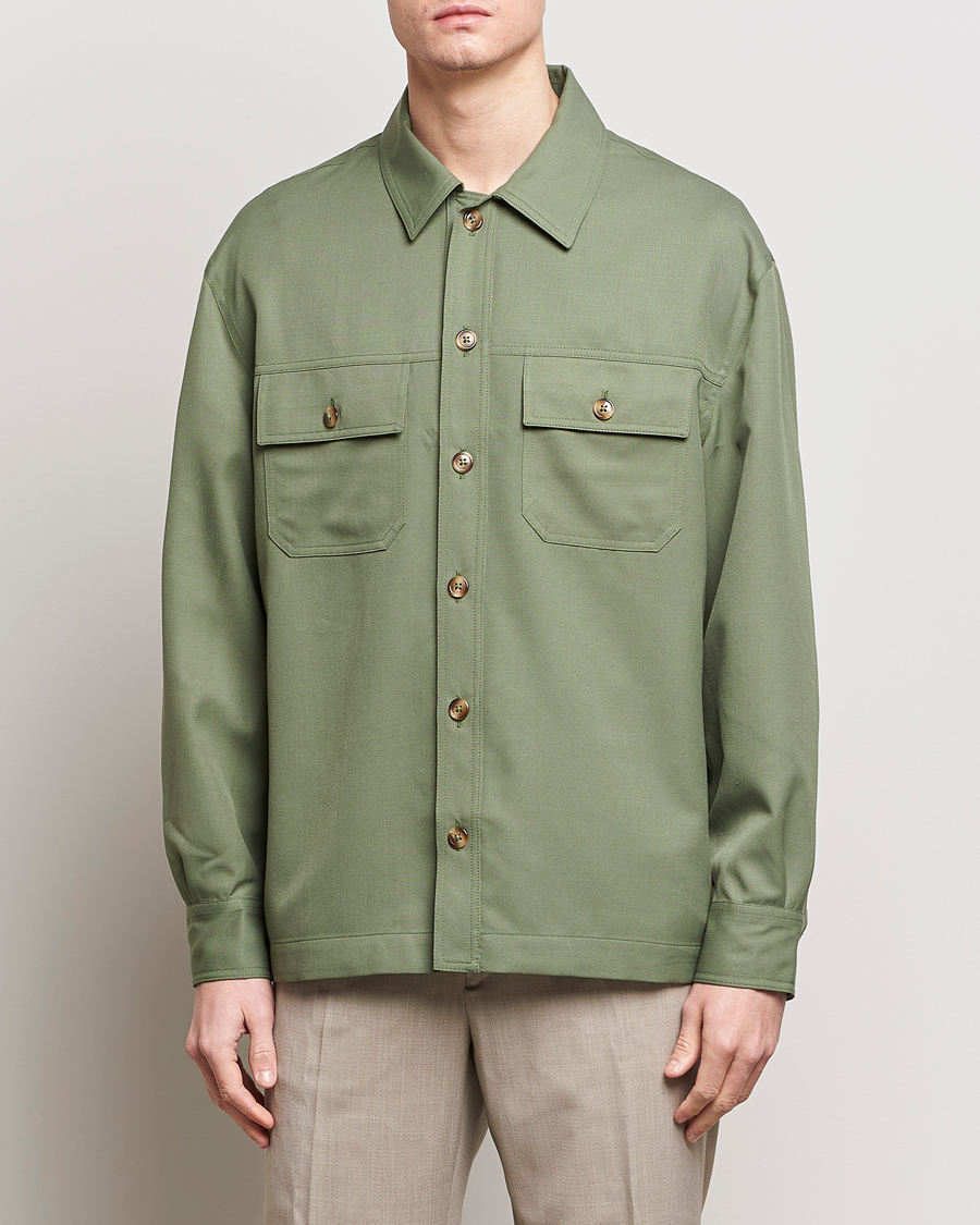 Herren | Hemden | Drôle de Monsieur | Wool Overshirt Khaki