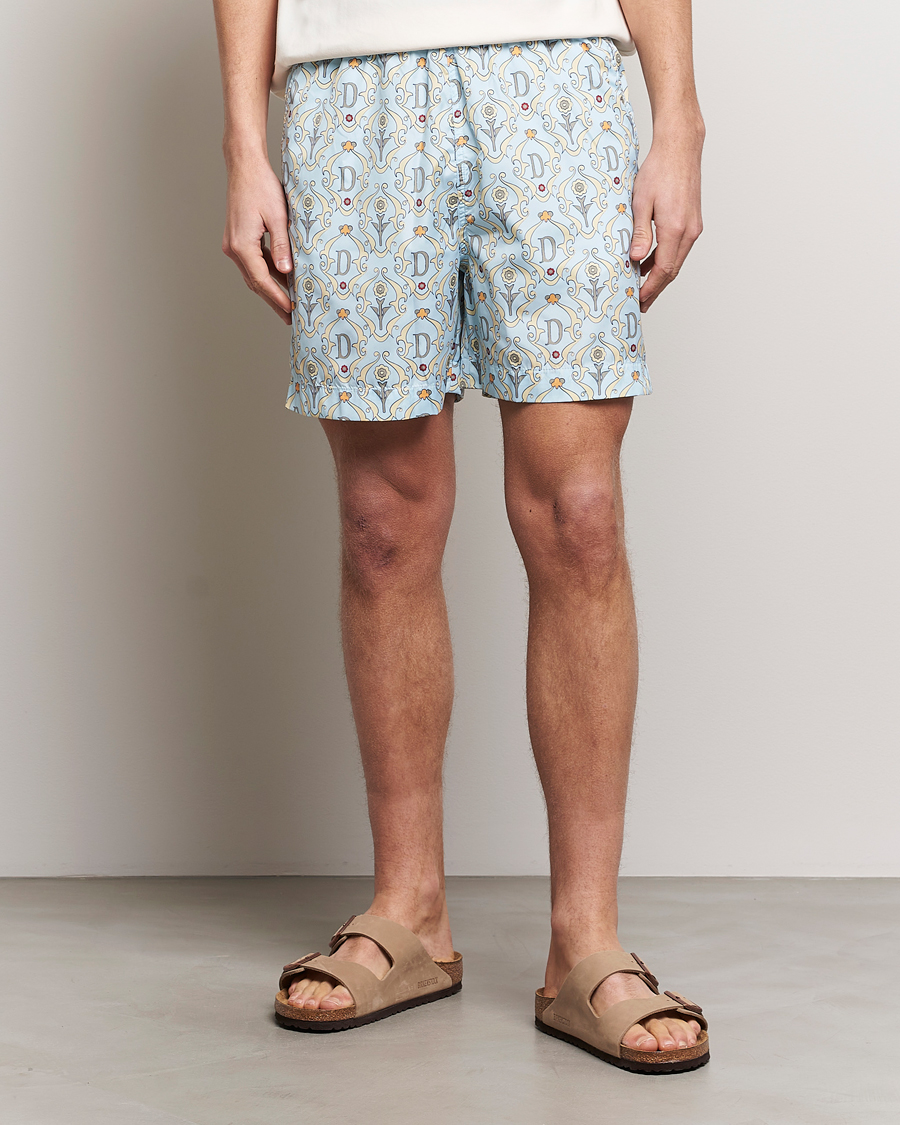 Men | Drôle de Monsieur | Drôle de Monsieur | Ornaments Swim Shorts Light Blue