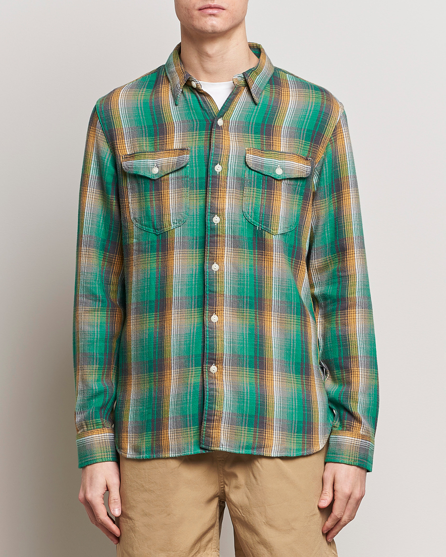 Herren | Flannellhemden | RRL | Preston Double Pocket Shirt Green/Yellow