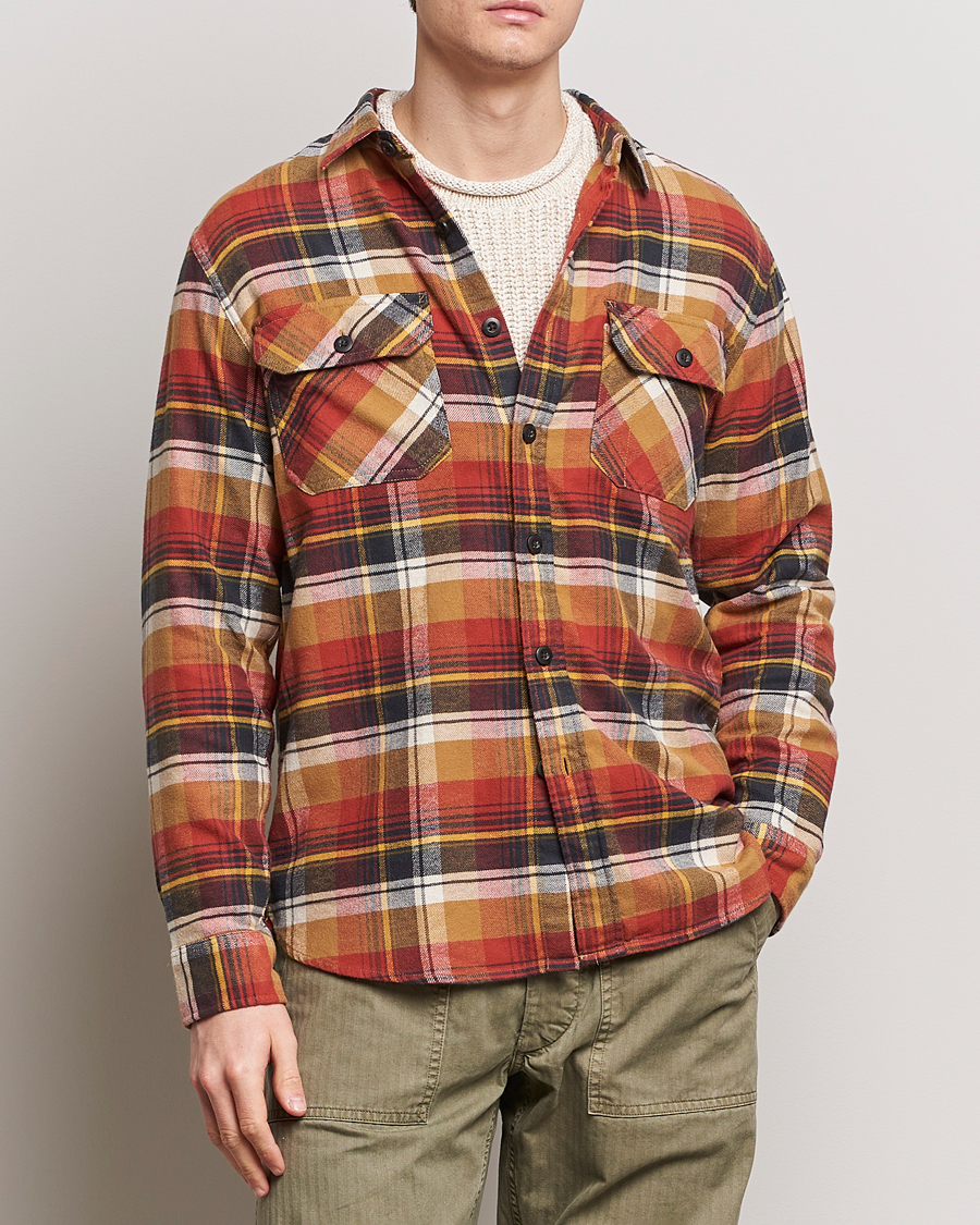 Men | Pendleton | Pendleton | Burnside Flannel Shirt Tan/Red Plaid