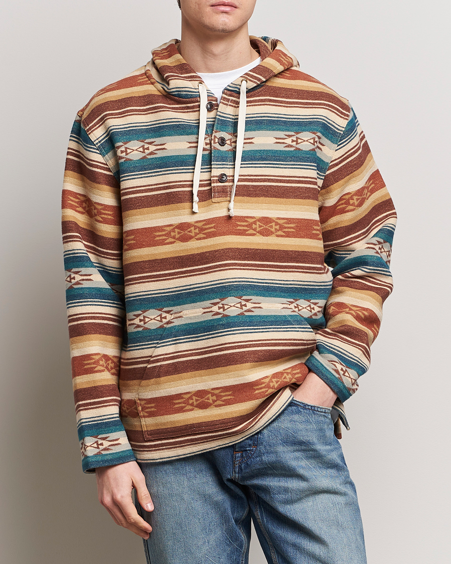 Herr | Pendleton | Pendleton | Driftwood Hoody Azure/Brown Stripe