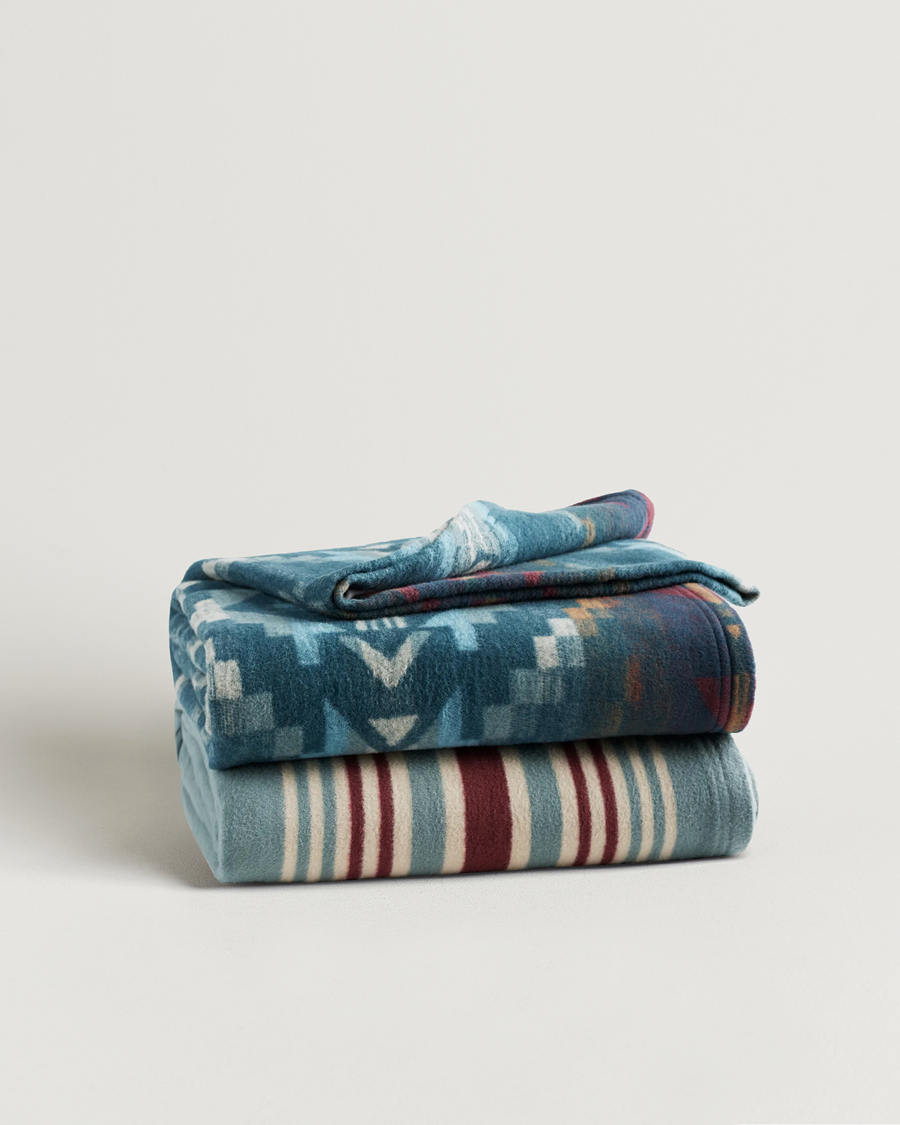 Herren | Pendleton Blanket Set 2-Pack Carico/Marine Stripe | Pendleton | Blanket Set 2-Pack Carico/Marine Stripe