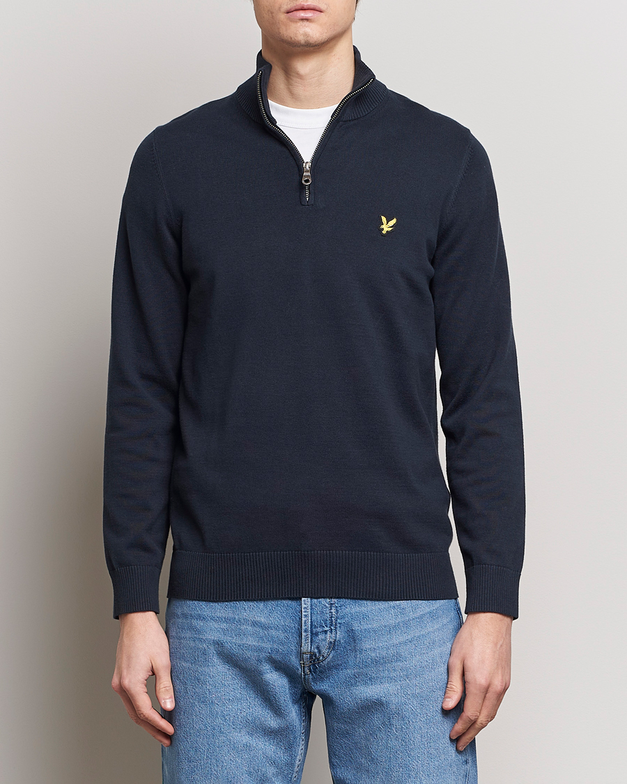 Herren | Treue-Rabatt für Stammkunden | Lyle & Scott | Cotton Knitted Half Zip Dark Navy