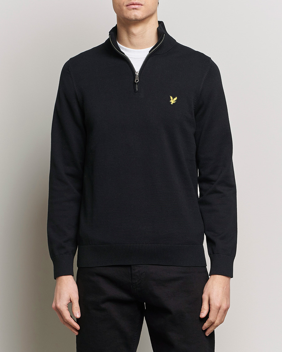 Herr | Half-zip | Lyle & Scott | Cotton Knitted Half Zip Jet Black