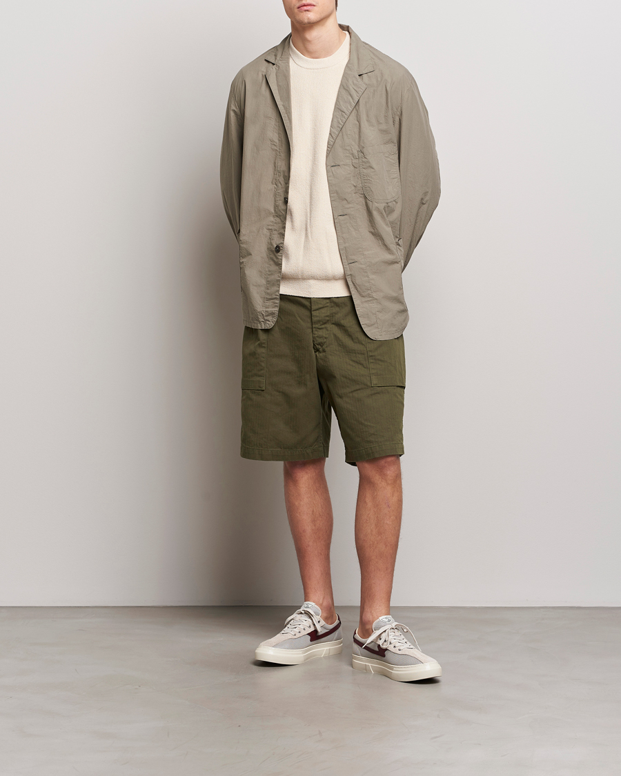 Herren | Shorts | orSlow | Herringbone Cotton Cargo Short Army Green