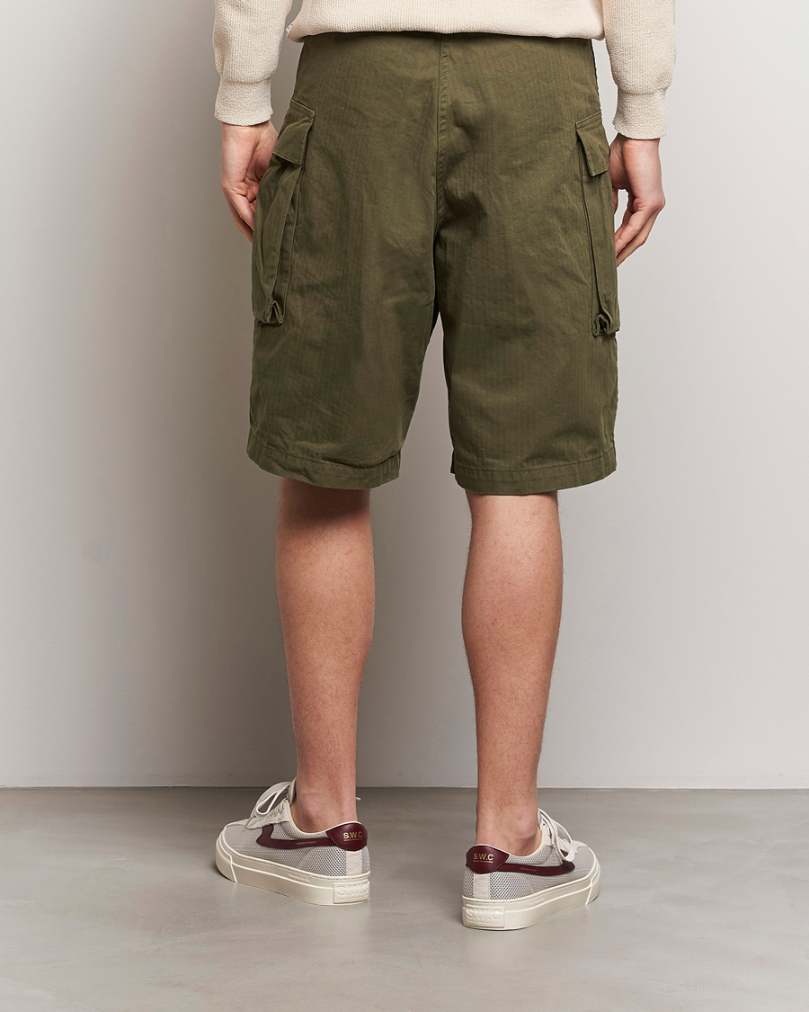Herren | Shorts | orSlow | Herringbone Cotton Cargo Short Army Green