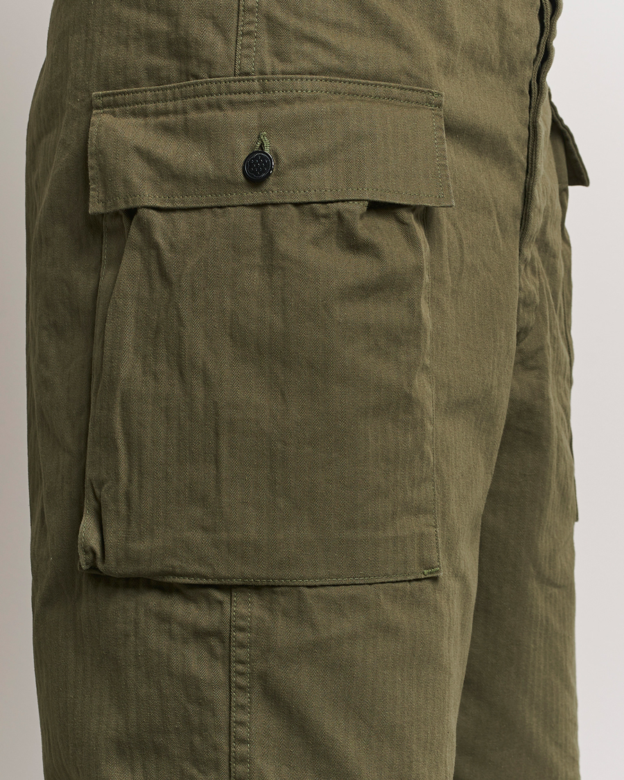 Herren | Shorts | orSlow | Herringbone Cotton Cargo Short Army Green