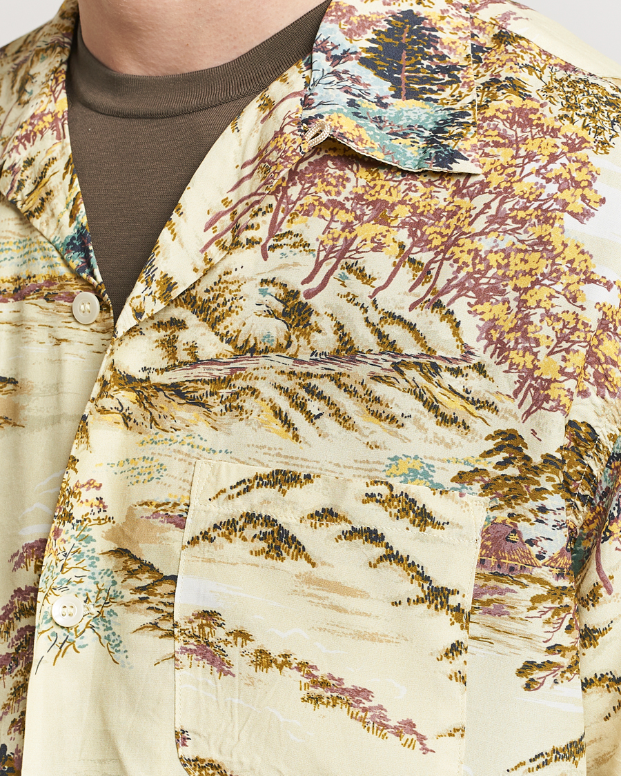 Herren | Hemden | orSlow | Printed Rayon Camp Shirt Yellow