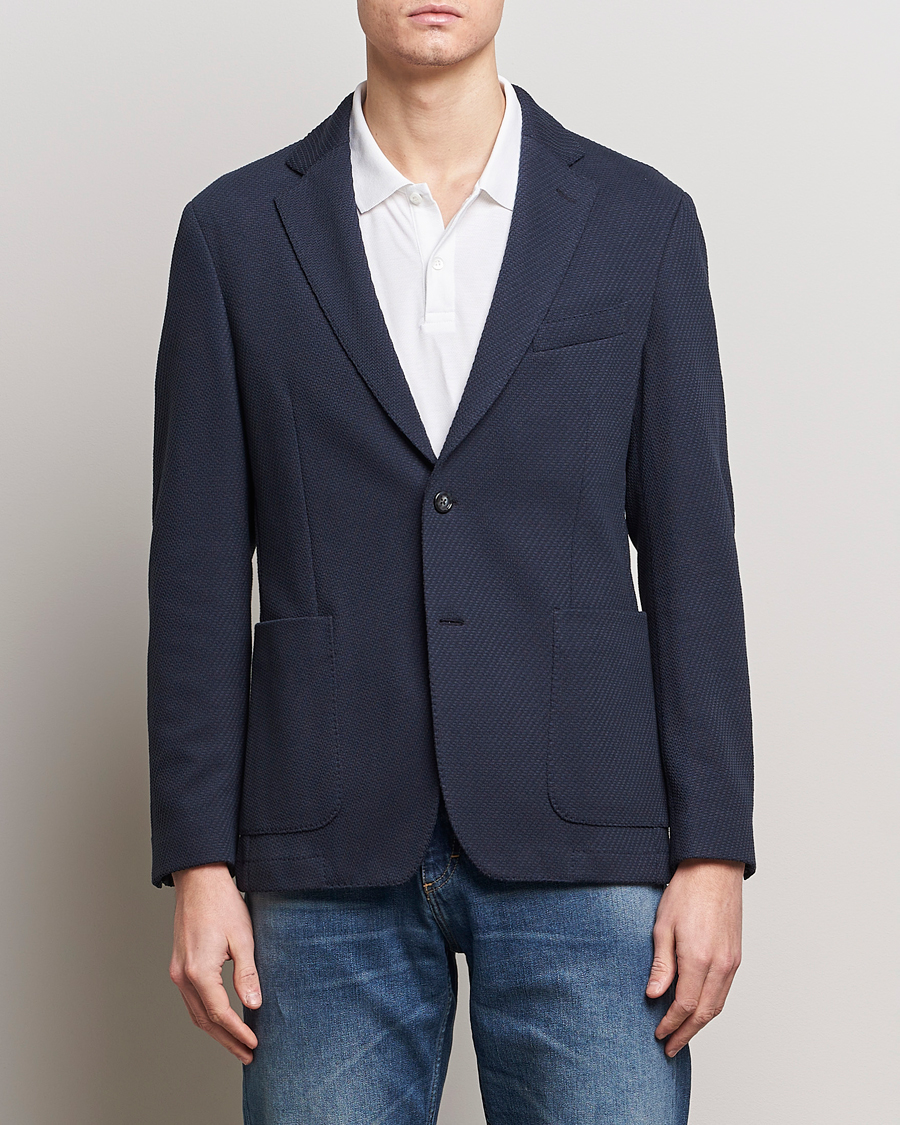 Herren | Business & Beyond | BOSS BLACK | Hanry Structured Jersey Blazer Dark Blue