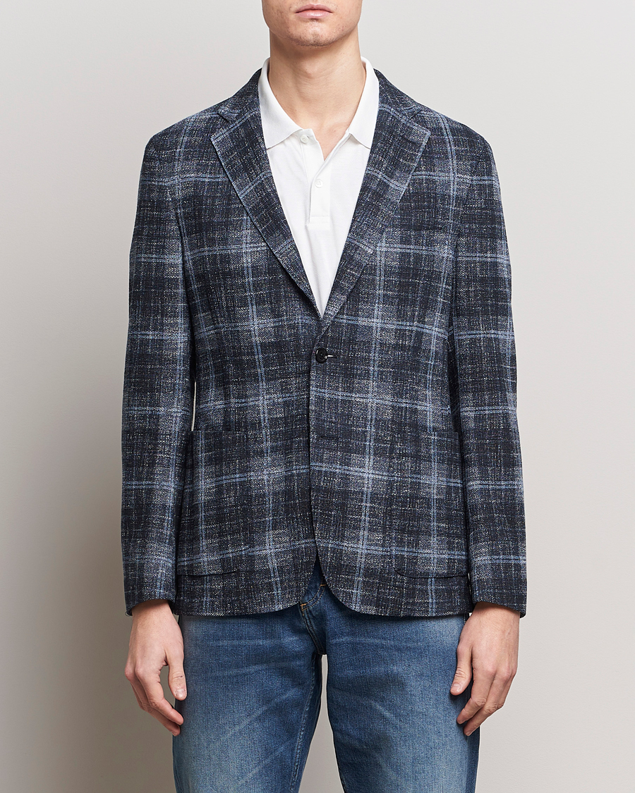 Herren | Kleidung | BOSS BLACK | Hanry Checked Jersey Blazer Dark Blue