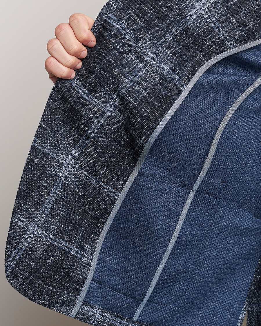 Herren | Sakkos | BOSS BLACK | Hanry Checked Jersey Blazer Dark Blue