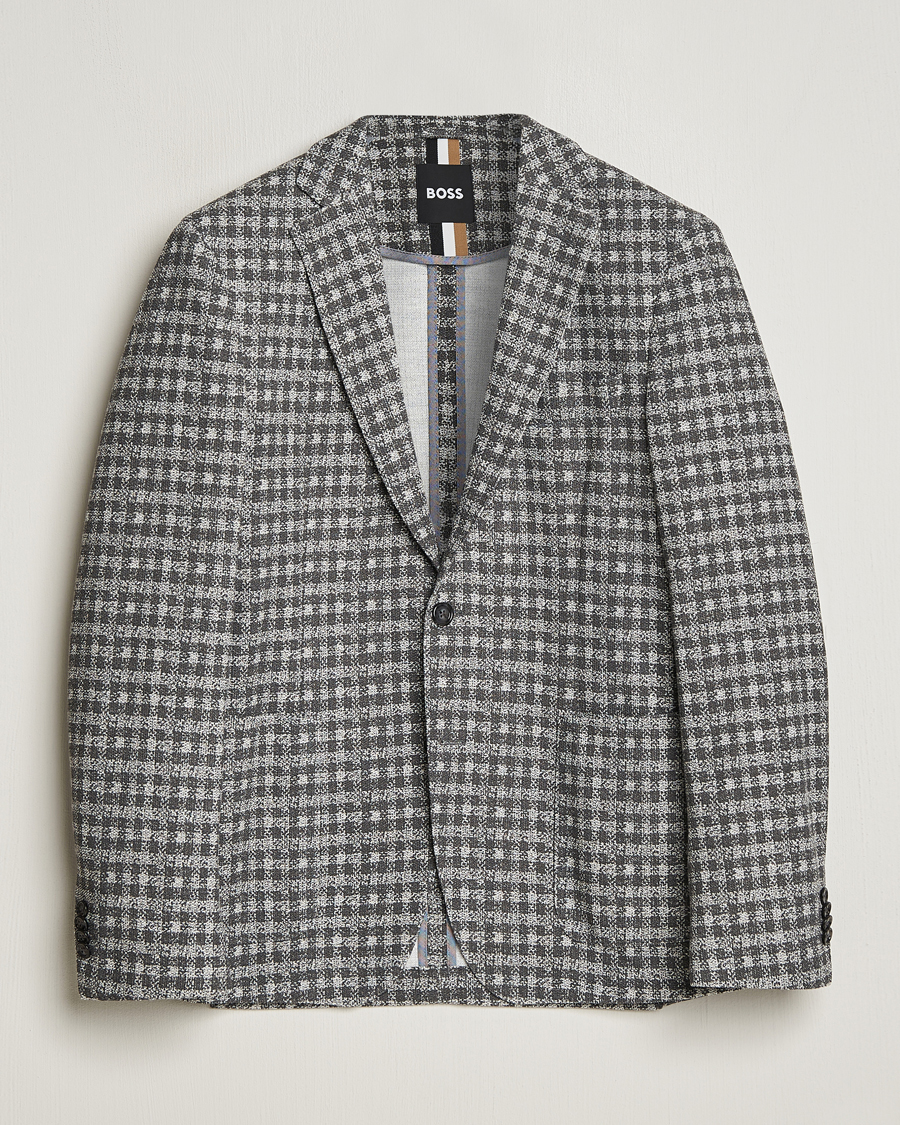 Herren | Sakkos | BOSS BLACK | Hanry Checked Jersey Blazer Silver