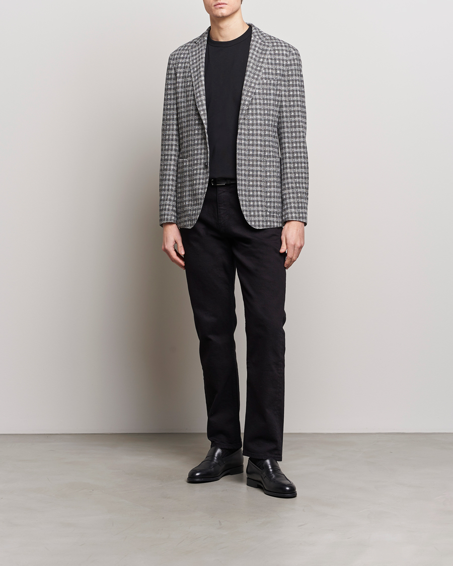 Herren | Sakkos | BOSS BLACK | Hanry Checked Jersey Blazer Silver