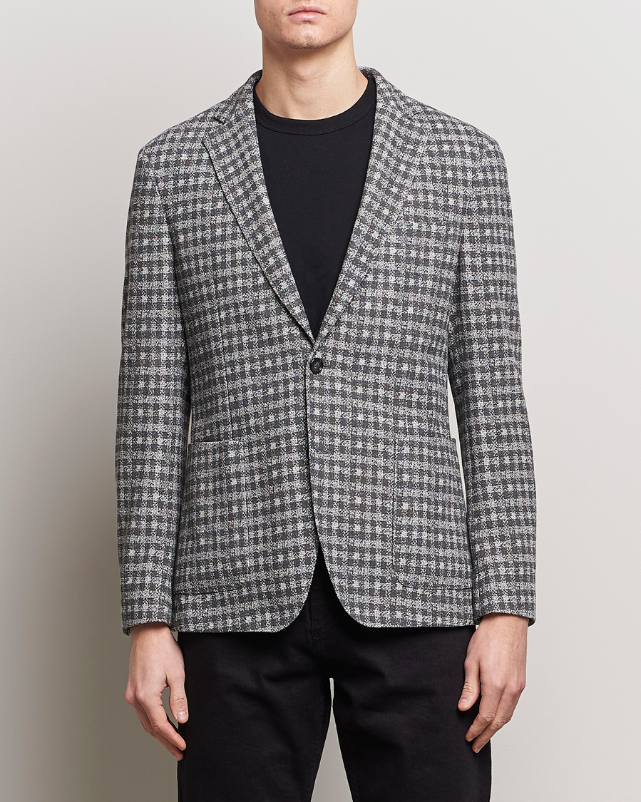 Men |  | BOSS BLACK | Hanry Checked Jersey Blazer Silver