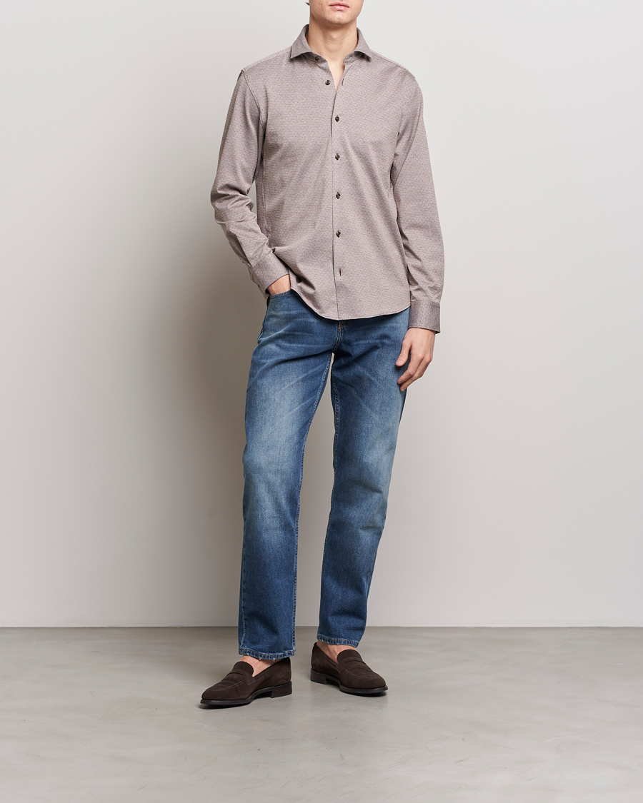 Herren | Hemden | BOSS BLACK | Hal Cotton Jersey Shirt Open Brown