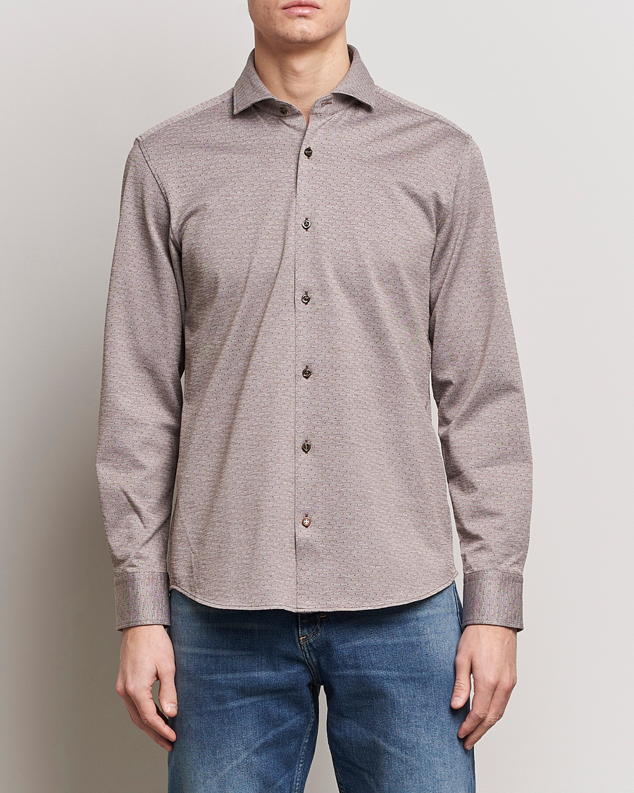 Herren | Hemden | BOSS BLACK | Hal Cotton Jersey Shirt Open Brown