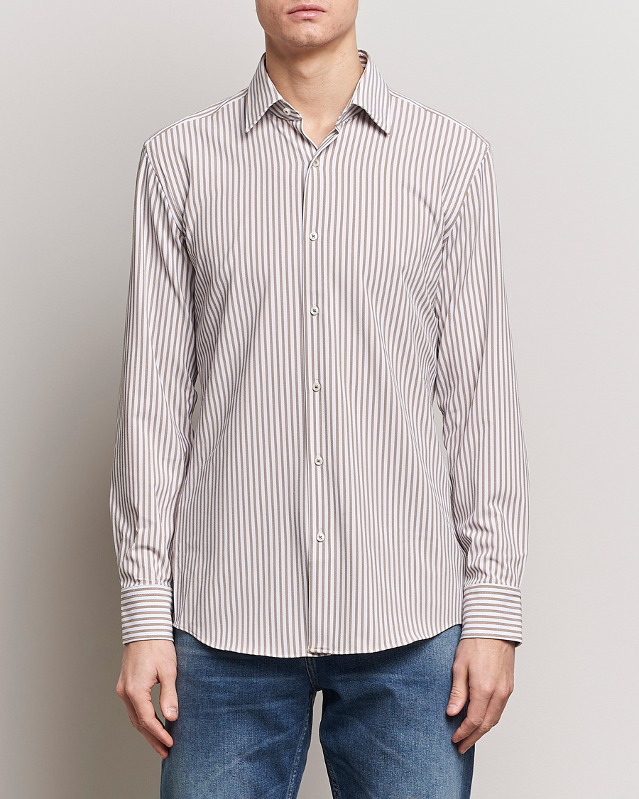 Herr | Kläder | BOSS BLACK | Hank 4-Way Stretch Striped Shirt Medium Beige