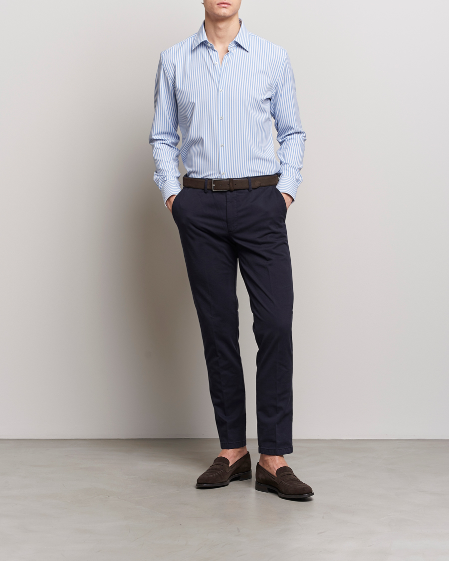 Herren | Hemden | BOSS BLACK | Hank 4-Way Stretch Striped Shirt Light Blue