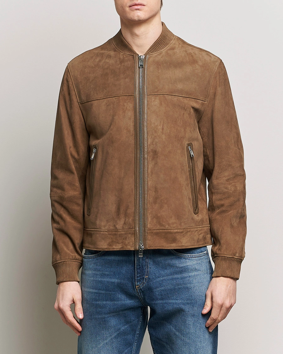 Herren | Stilvolle Jacken | BOSS BLACK | Malbano Leather Jacket Open Brown