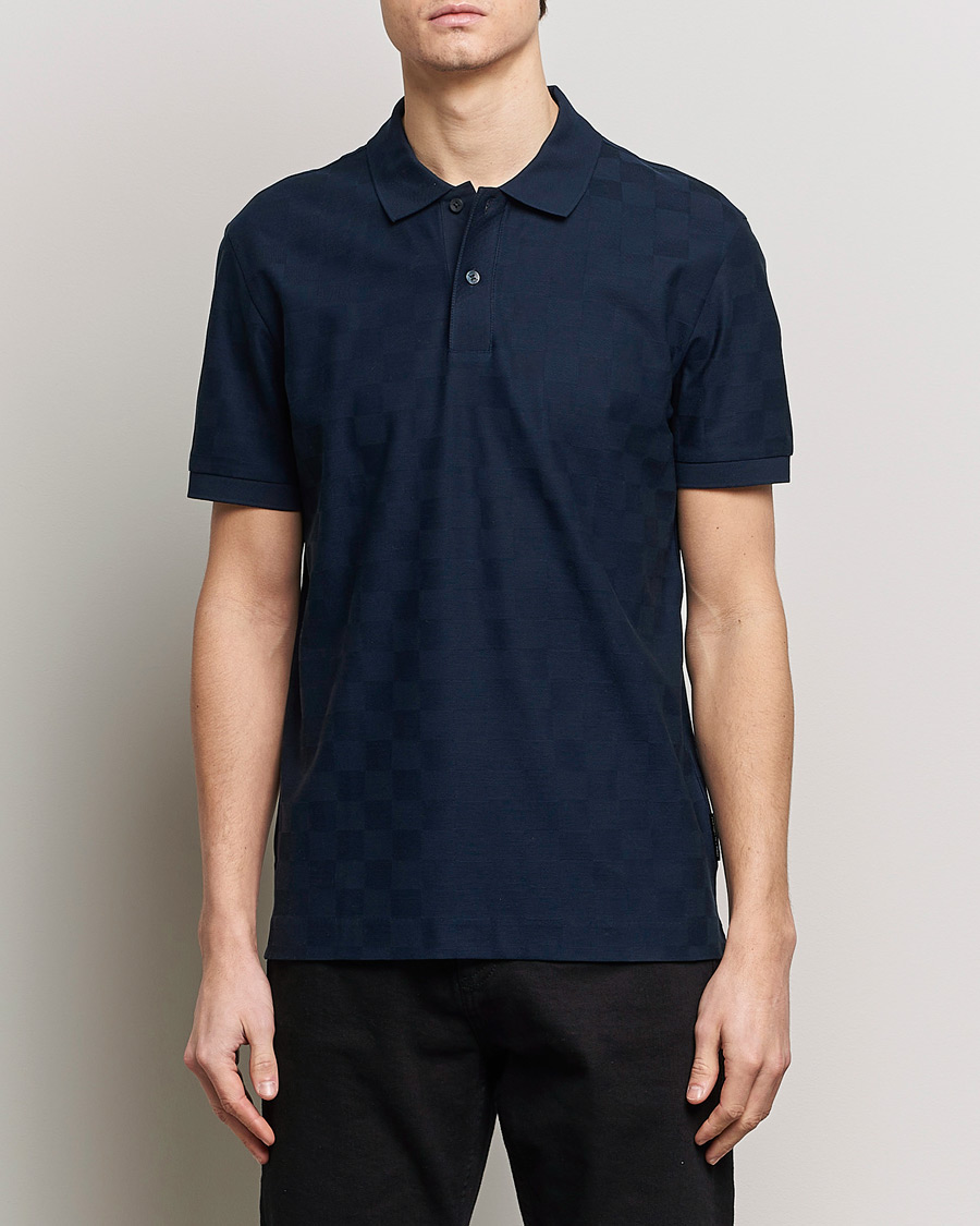 Men | Short Sleeve Polo Shirts | BOSS BLACK | Porsche Parlay Jersey Piké Dark Blue