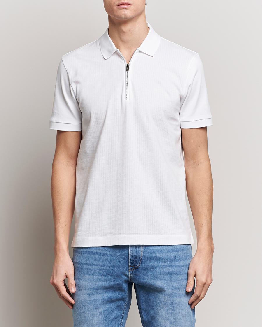 Herren | Poloshirts | BOSS BLACK | Polston Half-Zip Piké White