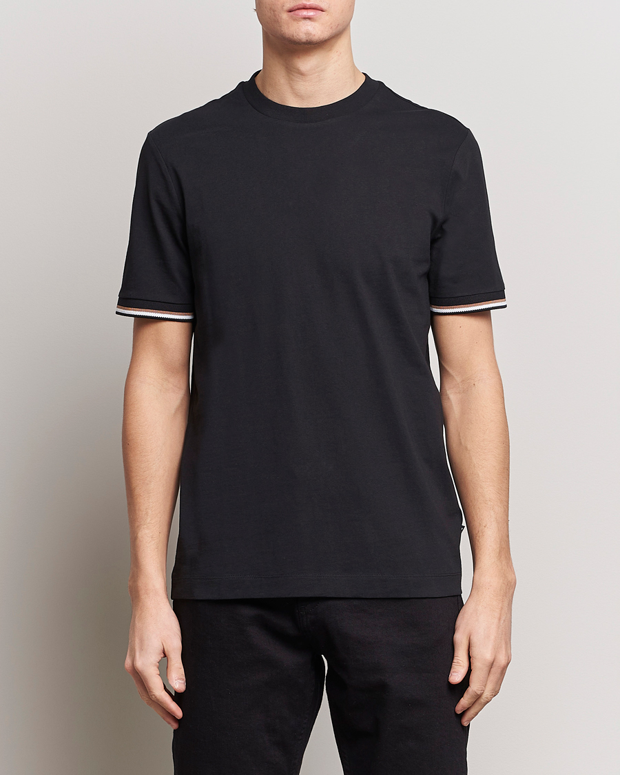 Herren | Schwartze t-shirts | BOSS BLACK | Thompson Tipped Crew Neck T-Shirt Black