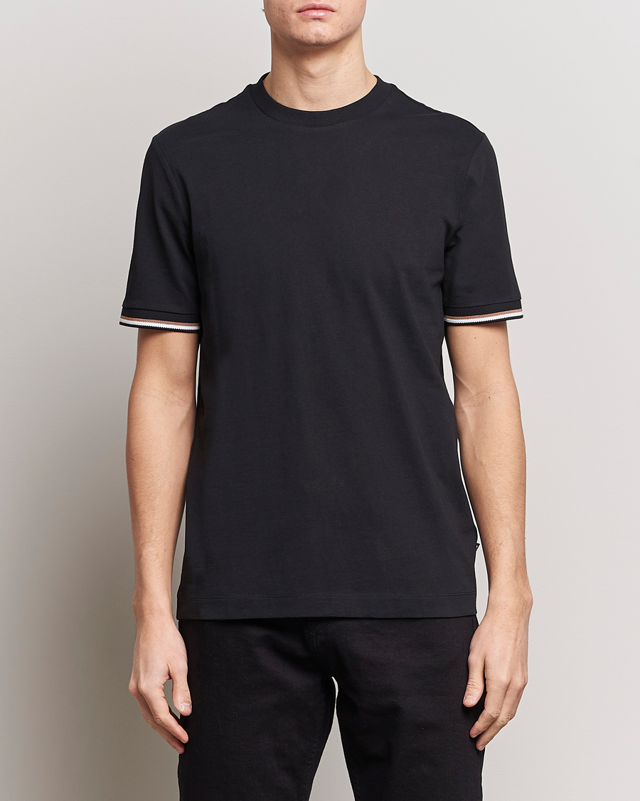 Herren | T-Shirts | BOSS BLACK | Thompson Tipped Crew Neck T-Shirt Black