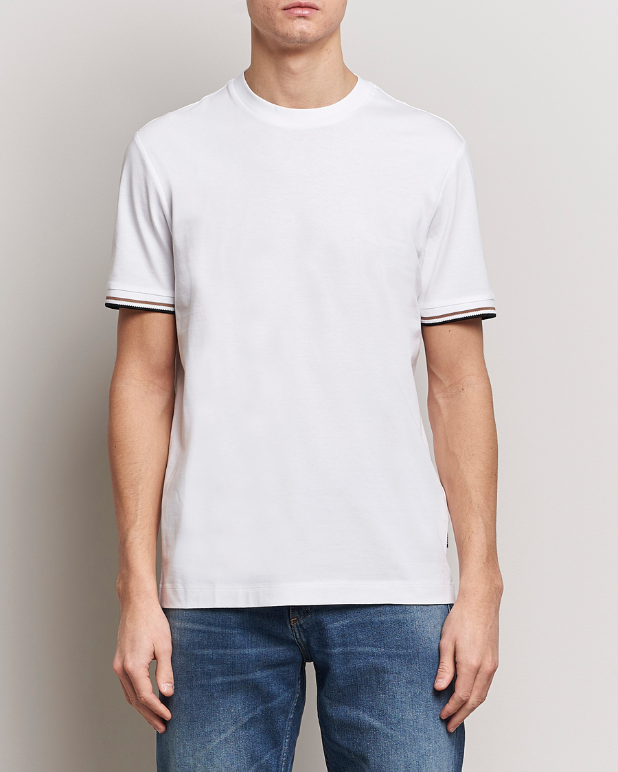 Herren | Kurzarm T-Shirt | BOSS BLACK | Thompson Tipped Crew Neck T-Shirt White