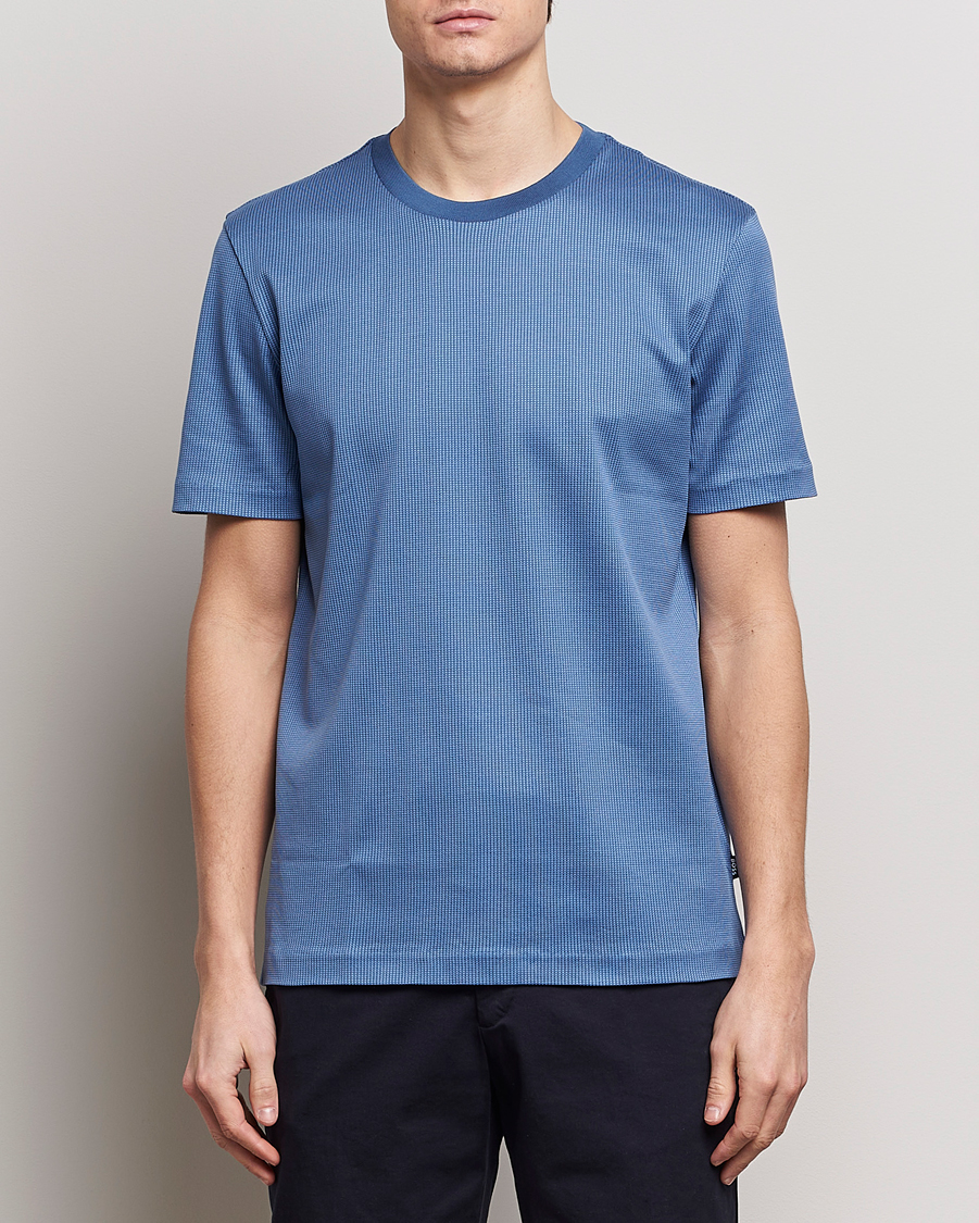 Men |  | BOSS BLACK | Tiburt Crew Neck T-Shirt Open Blue