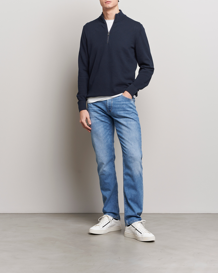 Herren | Pullover | BOSS BLACK | Ebrando Knitted Half Zip Dark Blue