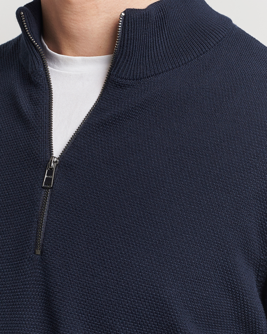Herren | Pullover | BOSS BLACK | Ebrando Knitted Half Zip Dark Blue